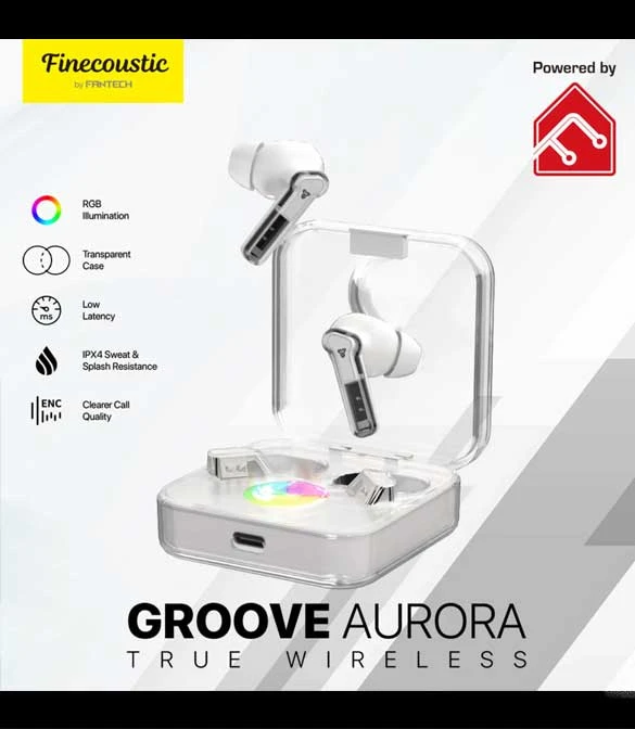 سماعات Fantech Smart TWS TX3 Groove Aurora RGB - بيضاء