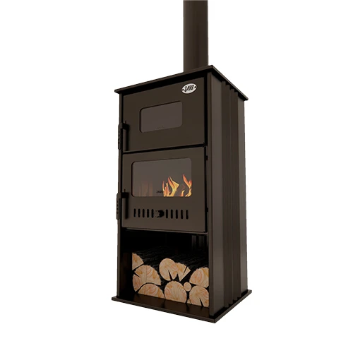 Wood-burning Stove with Glass and Oven Log Cabin