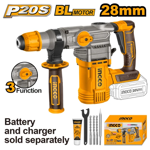 INGCO 20V Lithium-Ion Rotary Hammer with Brushless Motor