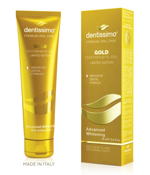 Dentissimo معجون أسنان جل التبييض المتقدم الذهبي إيطاليا