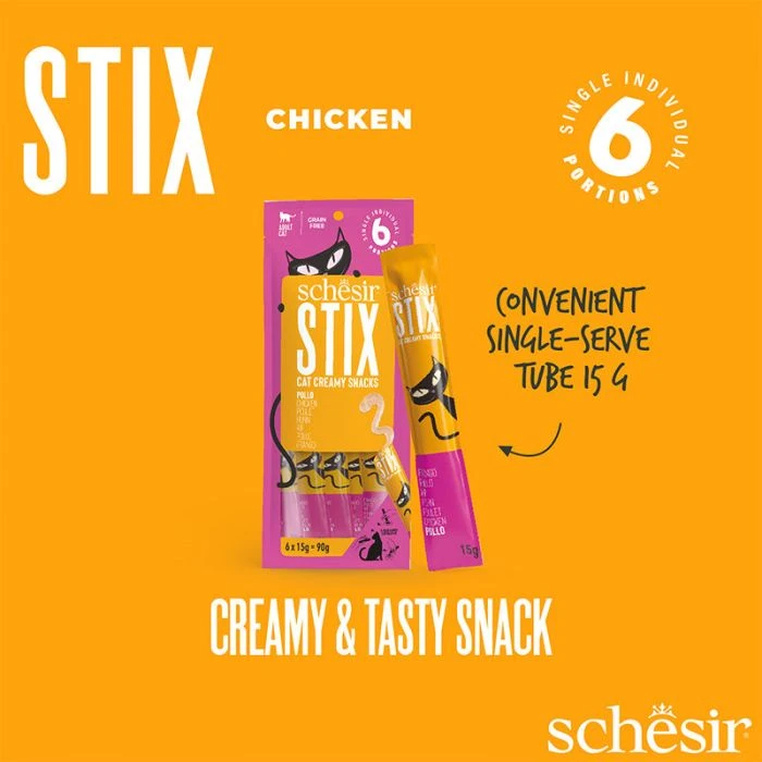 Schesir Stix Chicken in cream 90g in pouch