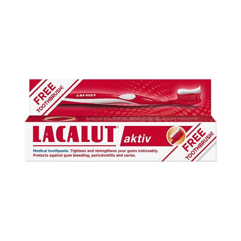معجون أسنان LACALUT اكتيف + فرشاة أسنان