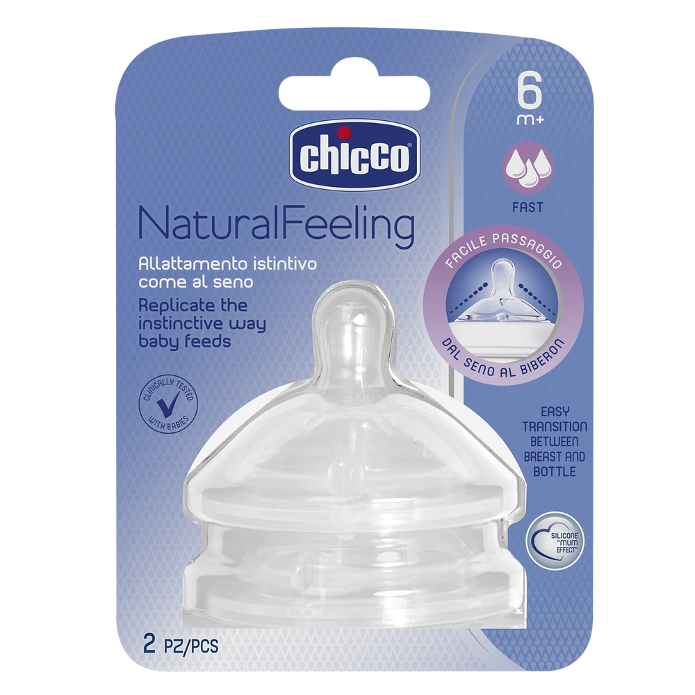 Chicco Natural Feeling Teat Fast Flow 6+ months 2 Pieces