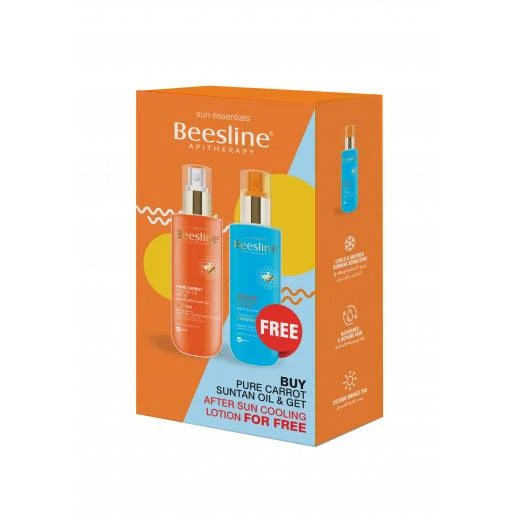 زيت تسمير البشرة Beesline Pure Carrot Suntan Oil + لوشن تبريد مجاني بعد التعرض للشمس