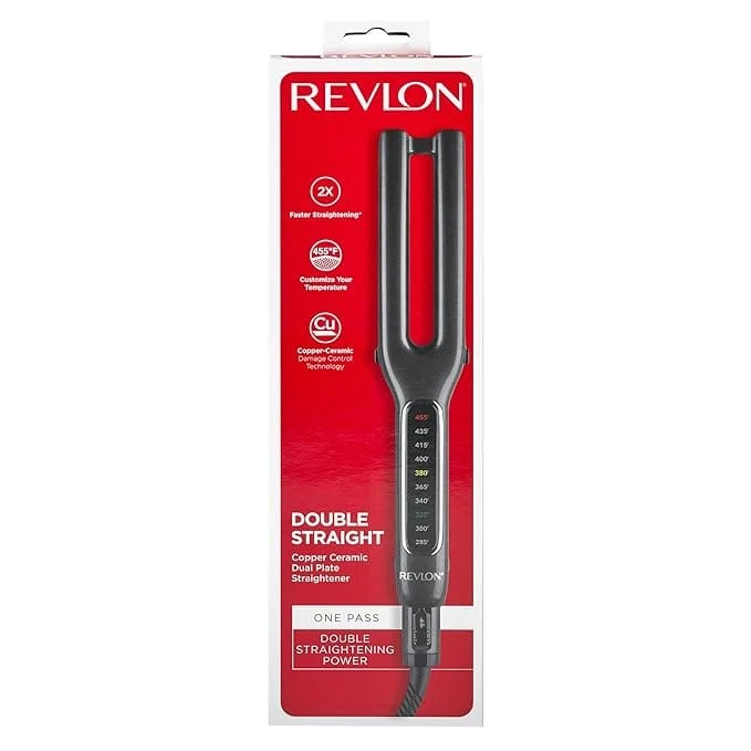 Revlon Double Straight Copper Ceramic Dual Plate Hair Straightener | Faster Styling and Reduced Damage