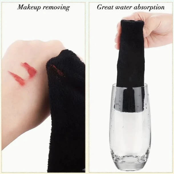 Microfiber Face Towel Cloths Reusable Makeup Remover Cloth Ultra Soft Washcloths For Women 30.48cm X 30.48cm Black