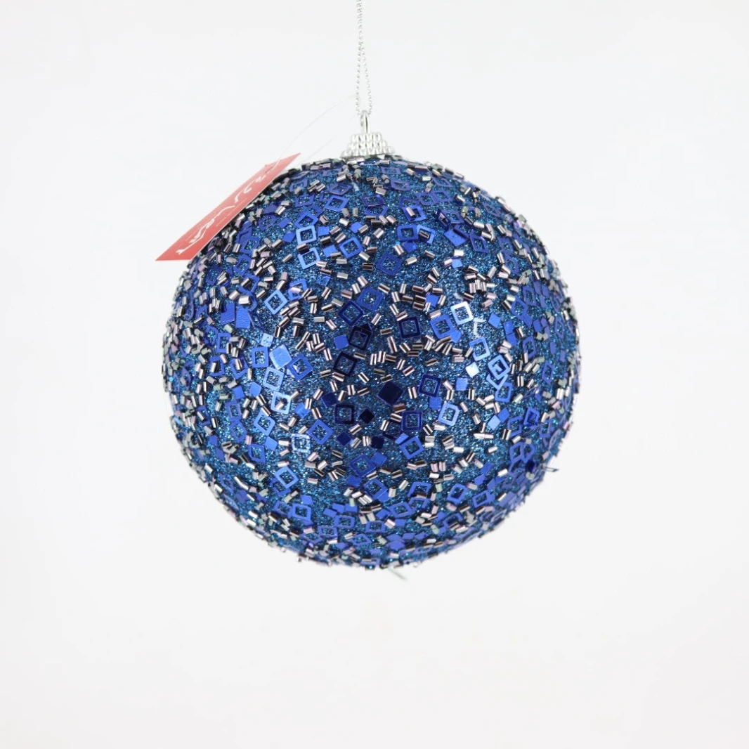12cm Royal Blue Sprinkles Christmas Ball Ornament