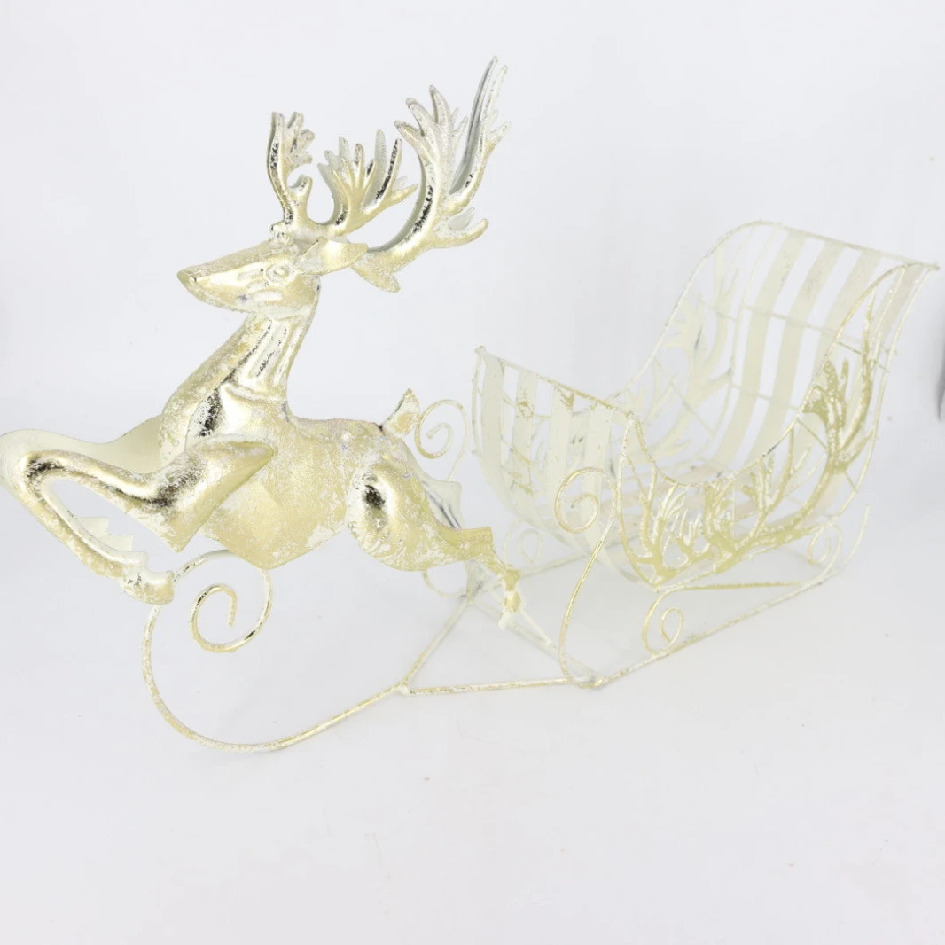 Metal Reindeer With Sleigh