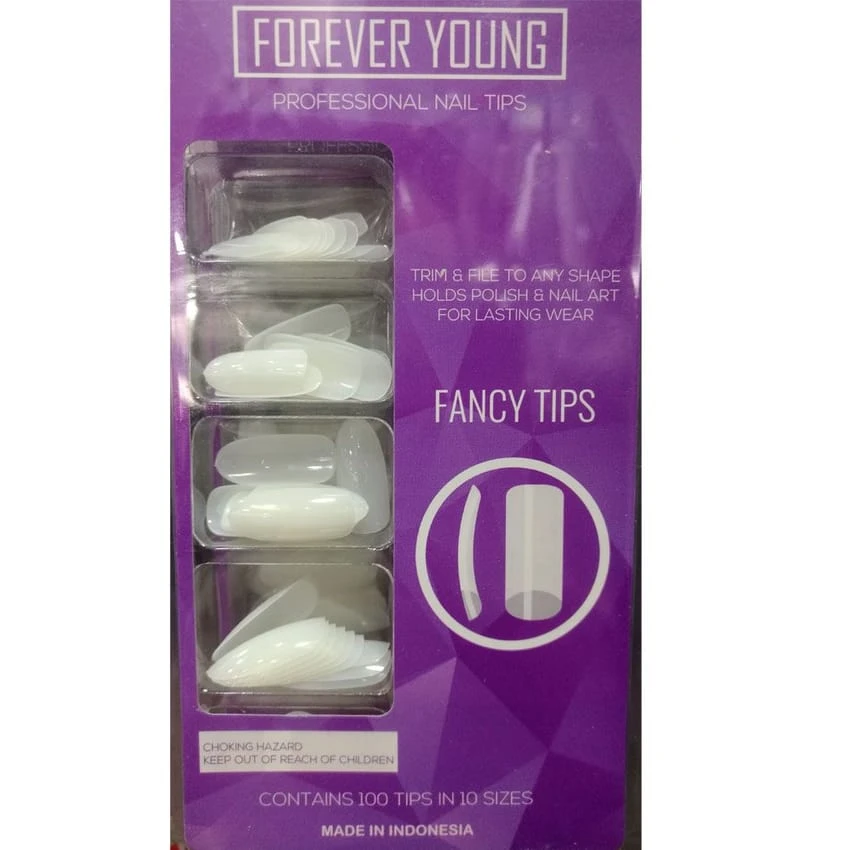 FOREVER Fake Nails Oval White Natural100 Pieces Sizes