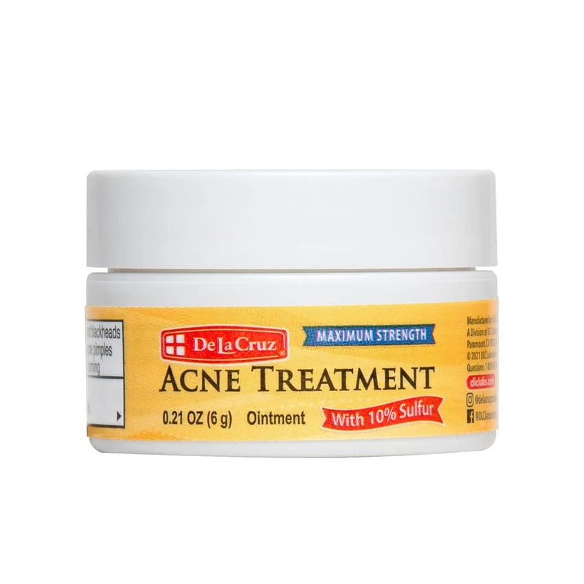 De La Cruz Sulfur Ointment Cystic Acne Treatment for Face and Body Daily 10 Min Spot Treatment Mask Safe and Effective Game Changing Hormonal Acne Treatment that Clears Up Pimples 0.21oz 6g