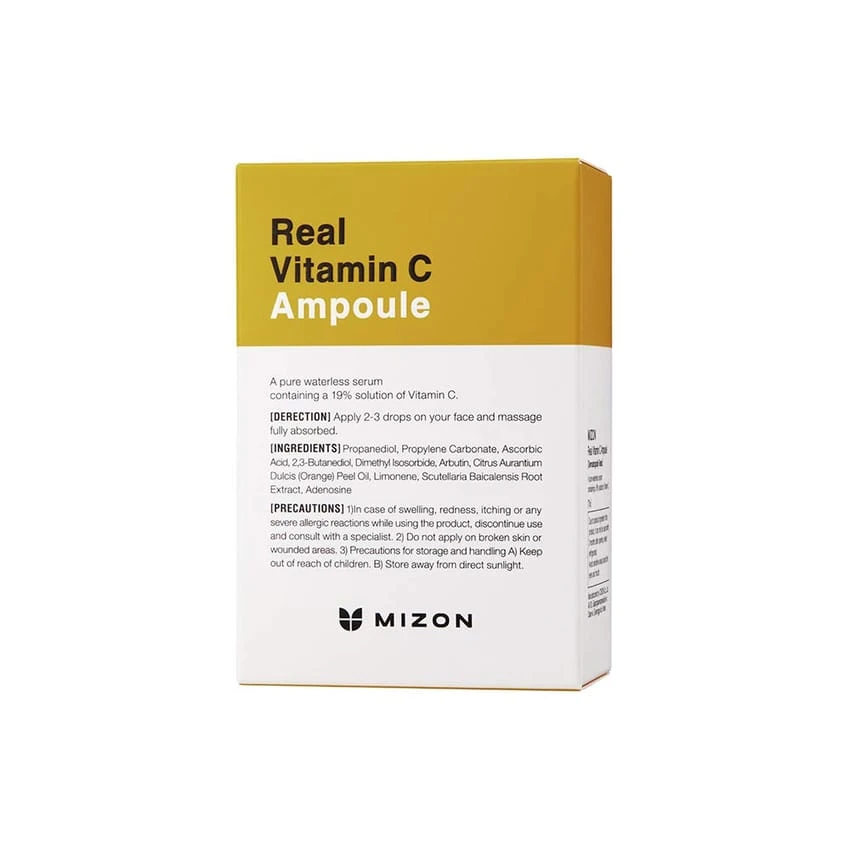 MIZON Real Vitamin C Ampoule, Pure Vitamin C, No Water Added,10 Ingredients, Tone correction treatment, Nutrition, Face Moisturizer 30ml