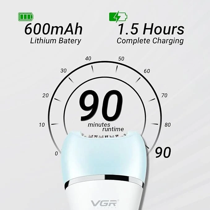 مجموعة العناية بالسيدات الاحترافية VGR V-733، ماكينة إزالة الشعر للسيدات للعناية بالجسم بالكامل | مجموعة العناية بالسيدات 6 في 1، شاشة LED، وقت تشغيل 90 دقيقة وبطارية ليثيوم 600 مللي أمبير في الساعة م