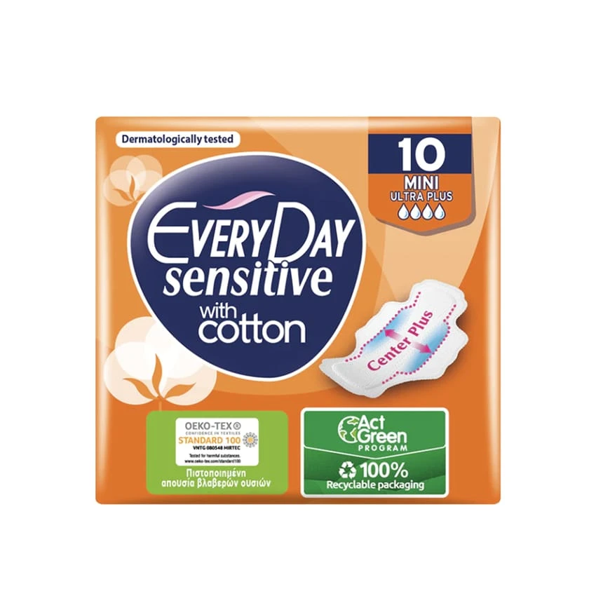 EVERYDAY PADS ULTRA PLUS SENSITIVE WITH COTTON MINI X 10