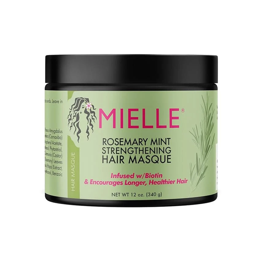 قناع تقوية الشعر بالروزماري والنعناع من Mielle Organics، زيت عطري وعلاج عميق بالبيوتين، إصلاح رائع للشعر الجاف والتالف والمجعد، 350 مل