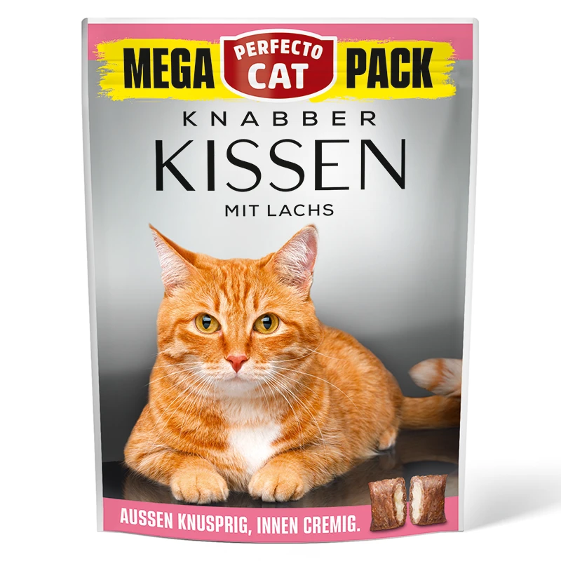Perfecto Cat Feine Knabber-Kissen mit Lachs 150g - MEGA PACK