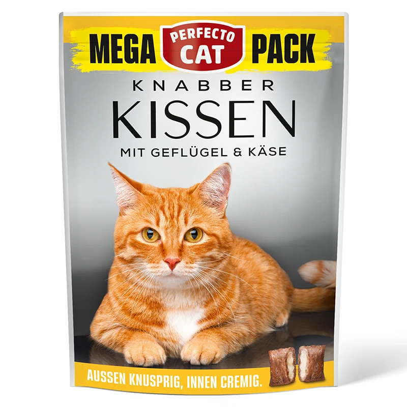 Perfecto Cat Feine Knabber-Kissen mit Geflügel & Käse 150g - MEGA PACK
