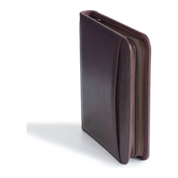 NEW Leuchtturm OPTIMA KURT Ringbinder Zipper Portfolio Brown 285x225x35mm with 5 OPTIMA Coin Sheets