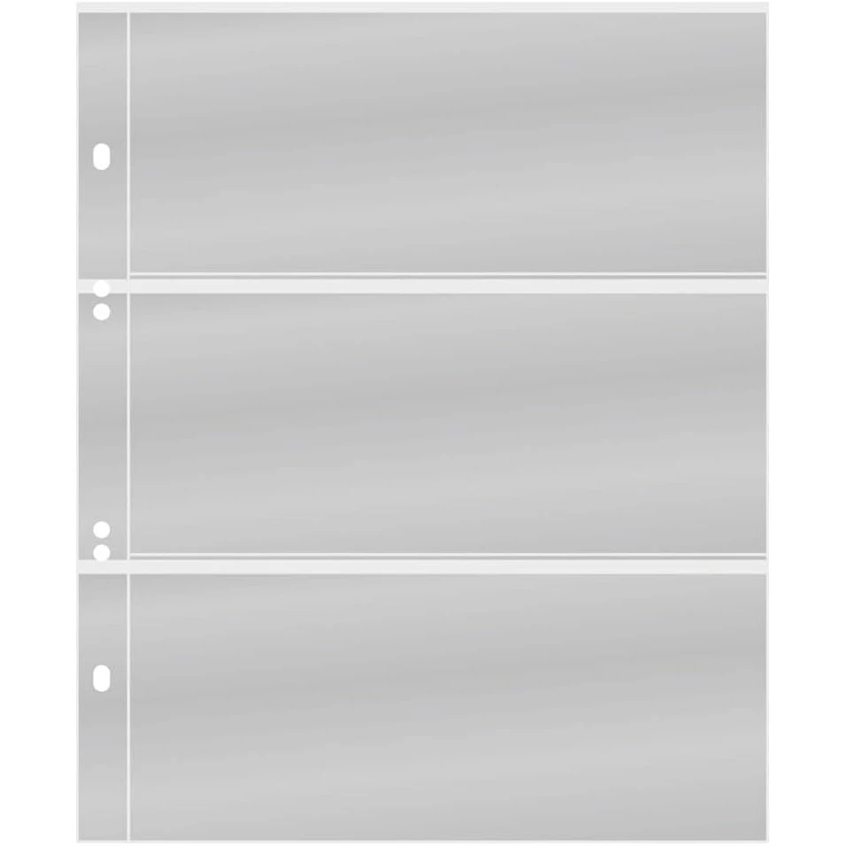 NEW Lindner Multi collect 3 Strips OPTIMA Refill Sheets Crystal Clear 3 Pockets 77x190mm - Pack of 10