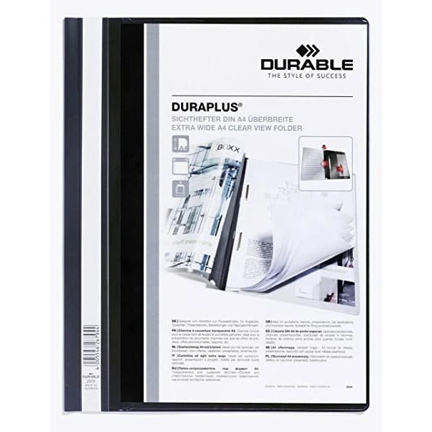 مجلد Duraplus A4 شفاف ومتين وعريض للغاية