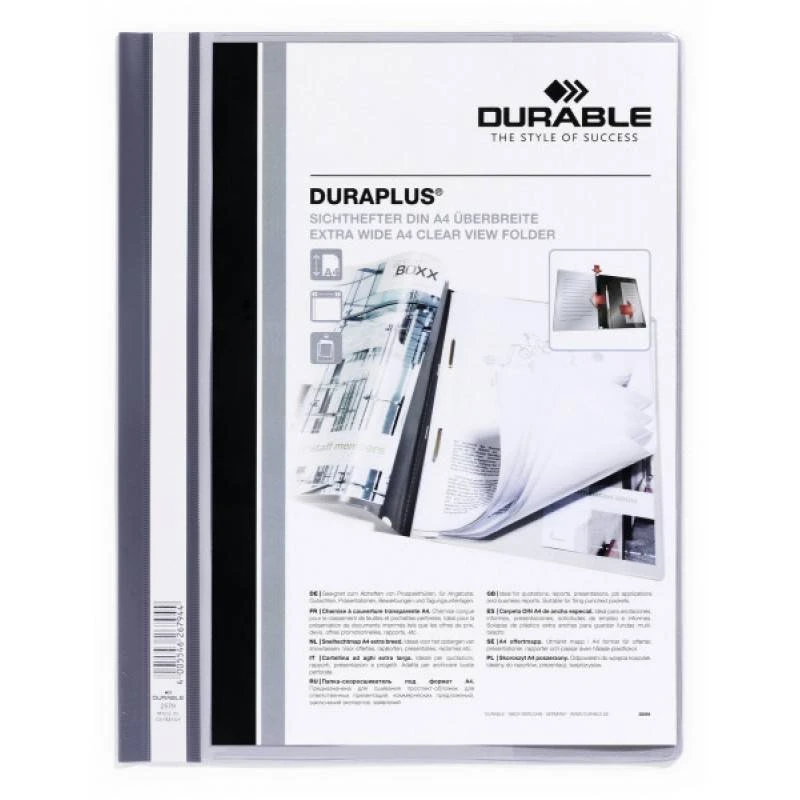 مجلد Duraplus A4 شفاف ومتين وعريض للغاية