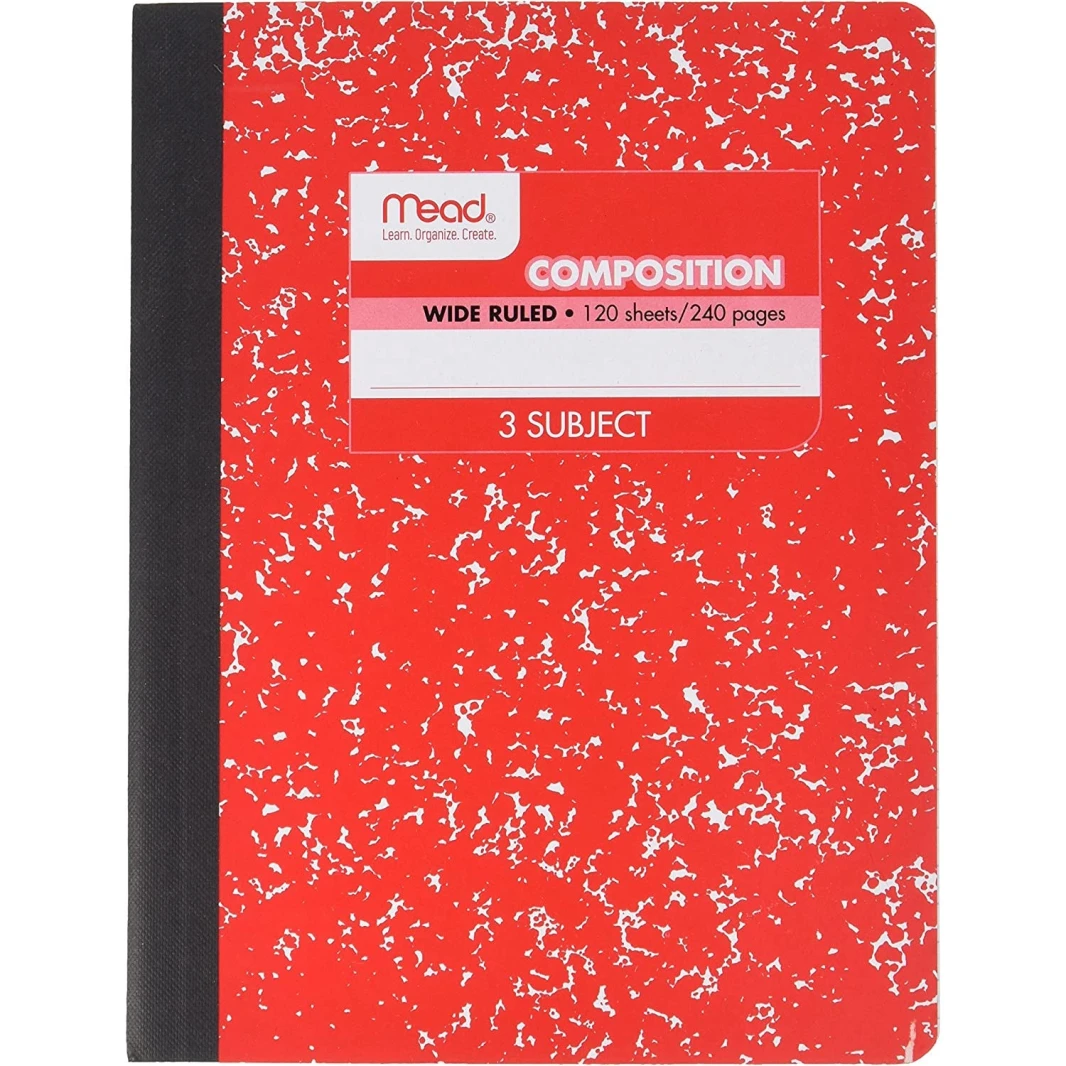 Mead Wide Ruled 3 Subject Composition Notebook 120 Sheets - Assorted Colours