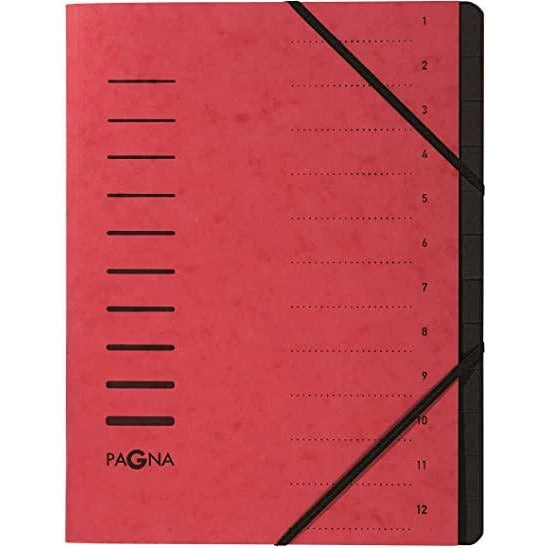 Pagna 12 Signature Divder Book Folder with Elastic Band - A4