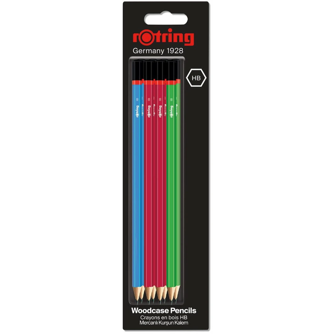 أقلام رصاص من Rotring Woodcase HB - مجموعة من 8 قطع - ألوان متنوعة