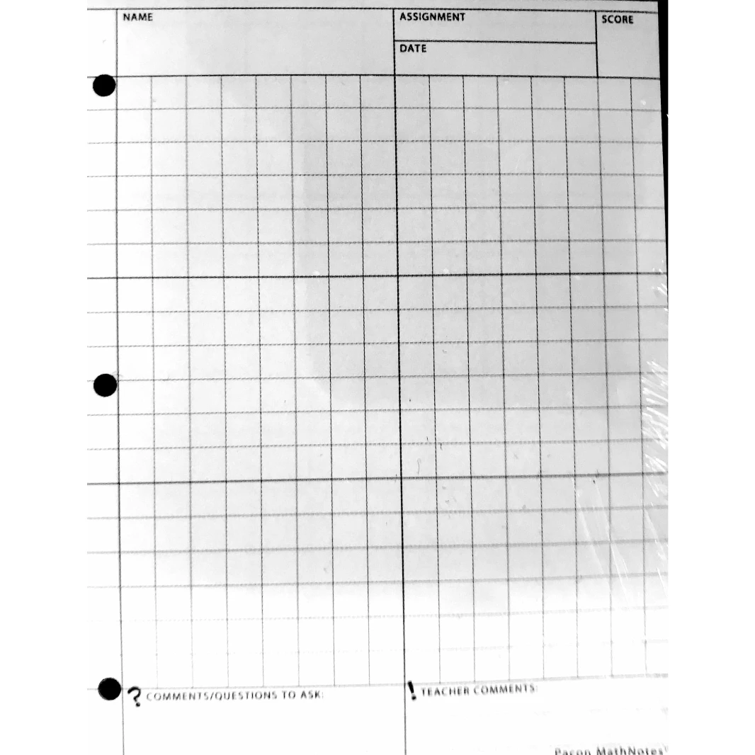 ورقة تدريب Pacon MathNotes مقاس 8.5 × 11 بوصة - عبوة من 150 ورقة