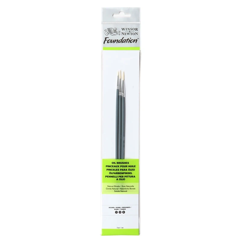 فرشاة زيت الأساس Winsor & Newton - مجموعة من 3 قطع (مقبض طويل)
