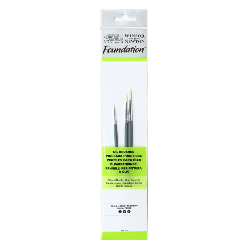 Winsor & Newton Foundation Oil Brush - Set of 3 (Short Handle)