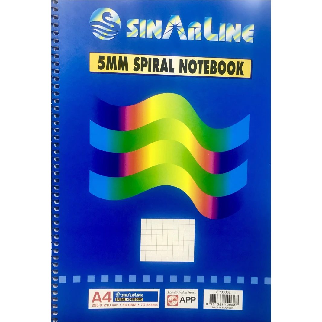 دفتر ملاحظات Sinarline A4 حلزوني بخطوط مربعة مقاس 5 مم