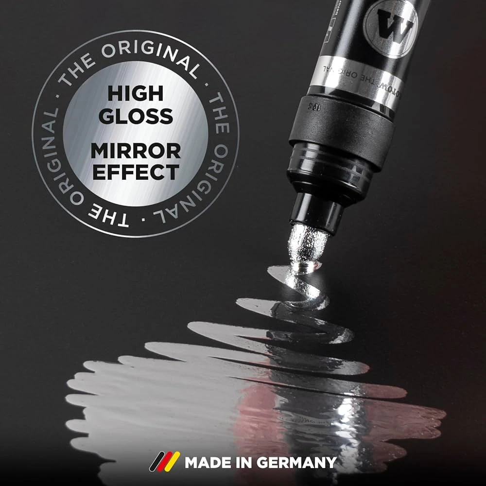 قلم طلاء مضخة ذو تأثير المرآة من MOLOTOW LIQUID CHROME™ الجديد - عبوة من قطعة واحدة