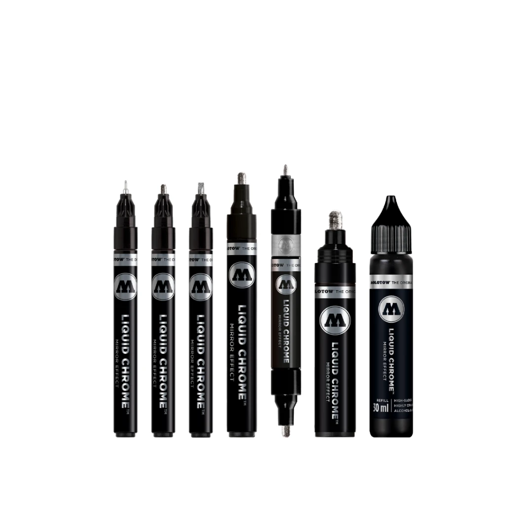 قلم طلاء مضخة ذو تأثير المرآة من MOLOTOW LIQUID CHROME™ الجديد - عبوة من قطعة واحدة
