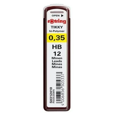 أسلاك توصيل من البوليمر من Rotring مقاس 0.35 HB - عبوة من 12 قطعة