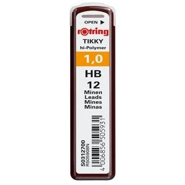 أسلاك توصيل من البوليمر من شركة Rotring مقاس 1.00 HB - عبوة من 12 قطعة