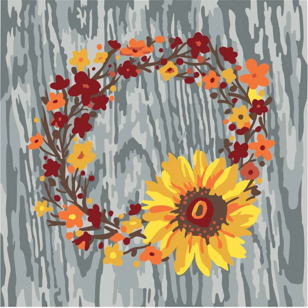 لوحة قماشية مطبوعة من Plaid Let's Paint By Numbers، إكليل الخريف، 35×35 سم