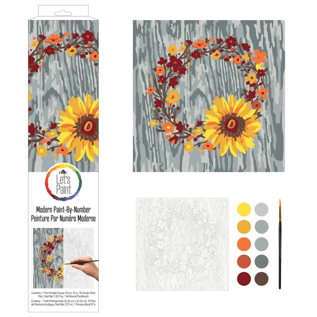 لوحة قماشية مطبوعة من Plaid Let's Paint By Numbers، إكليل الخريف، 35×35 سم