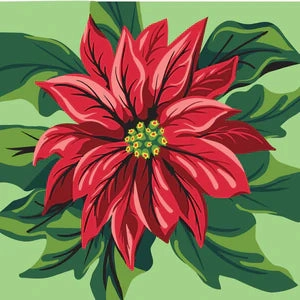 زهرة البونسيتيا المطبوعة على قماش 35×35 سم