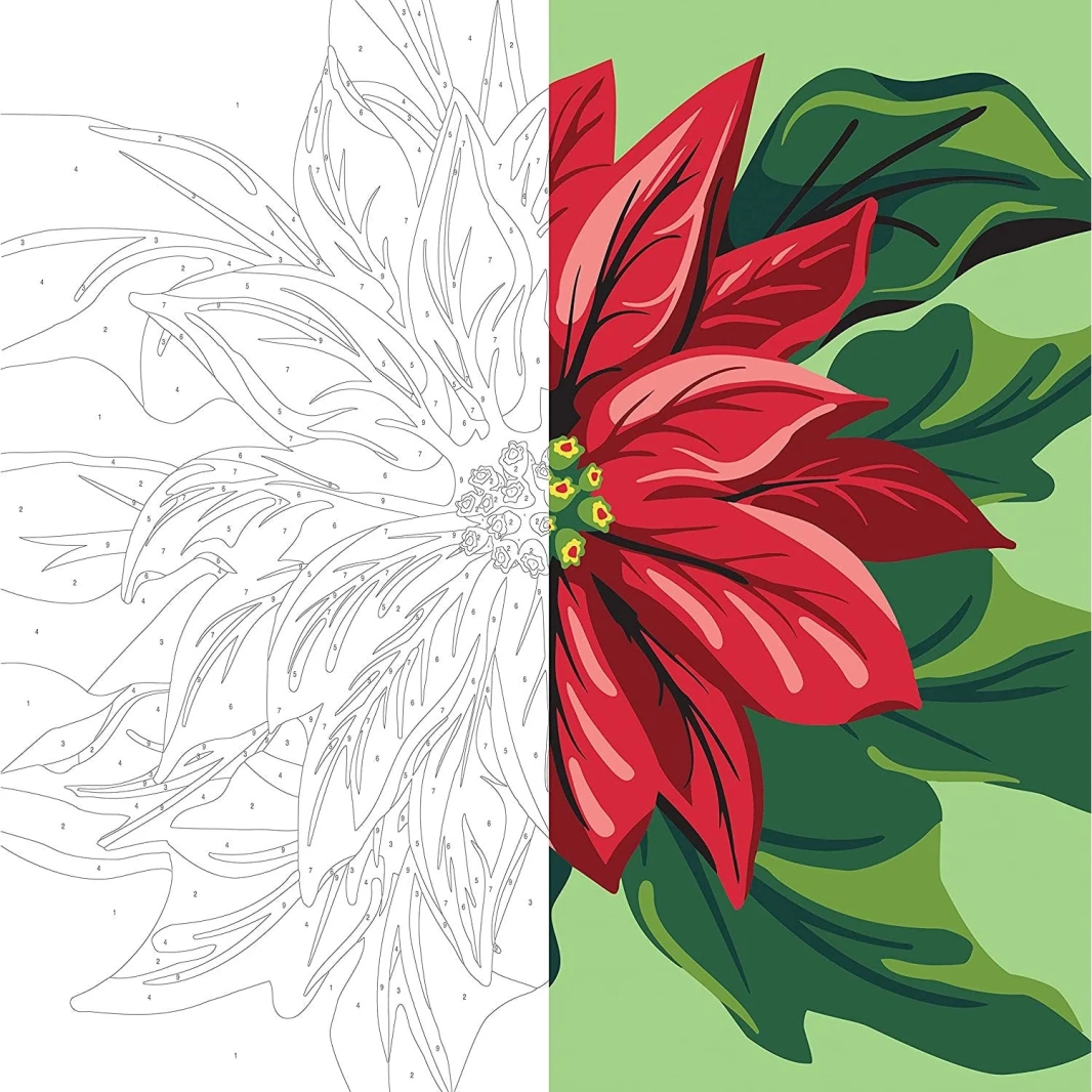 زهرة البونسيتيا المطبوعة على قماش 35×35 سم