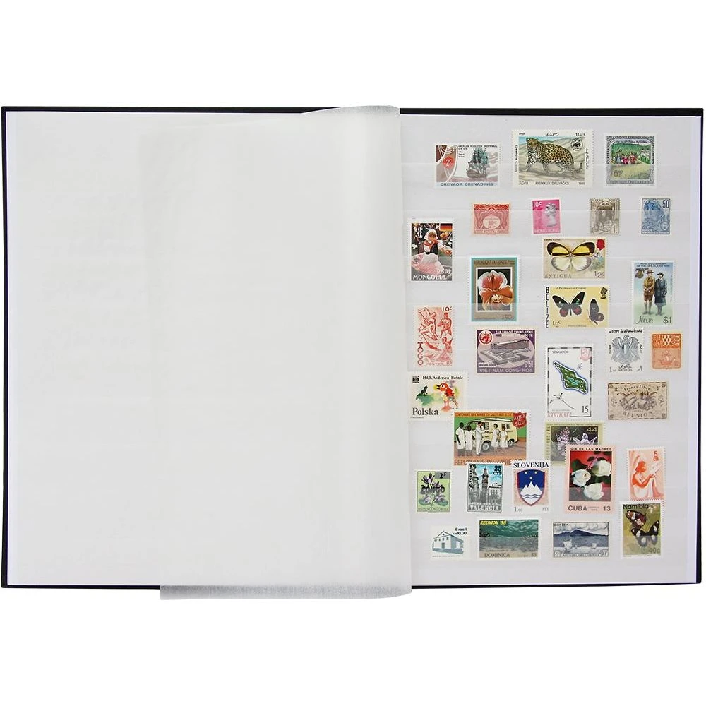 NEW Leuchtturm Comfort Deluxe Stockbook Blue Padded Crocodile Cover & Gold Fittings Stamp Album 64 Pages White A4