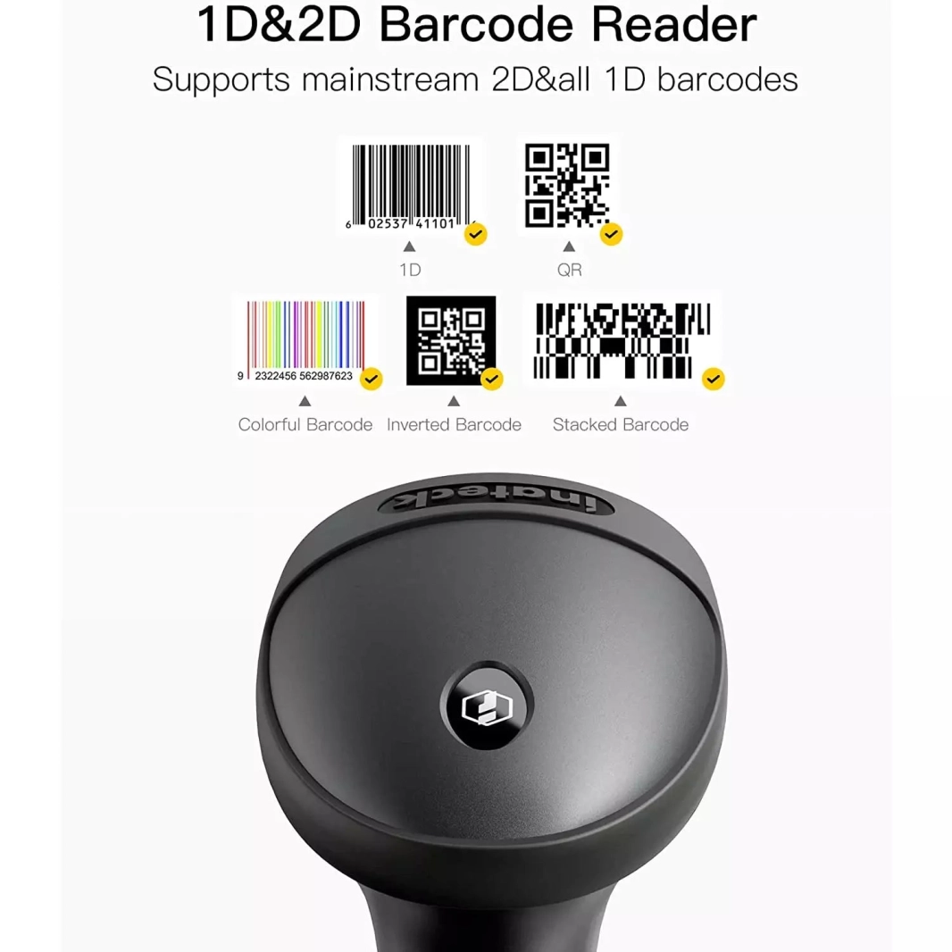 ماسح الباركود السلكي Inateck 2D USB مع دعم رمز GS1