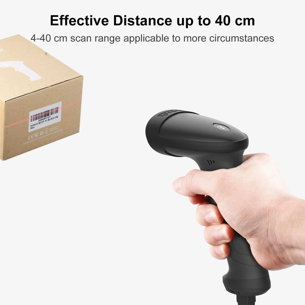 ماسح الباركود السلكي Inateck 1D USB مع حامل ذكي