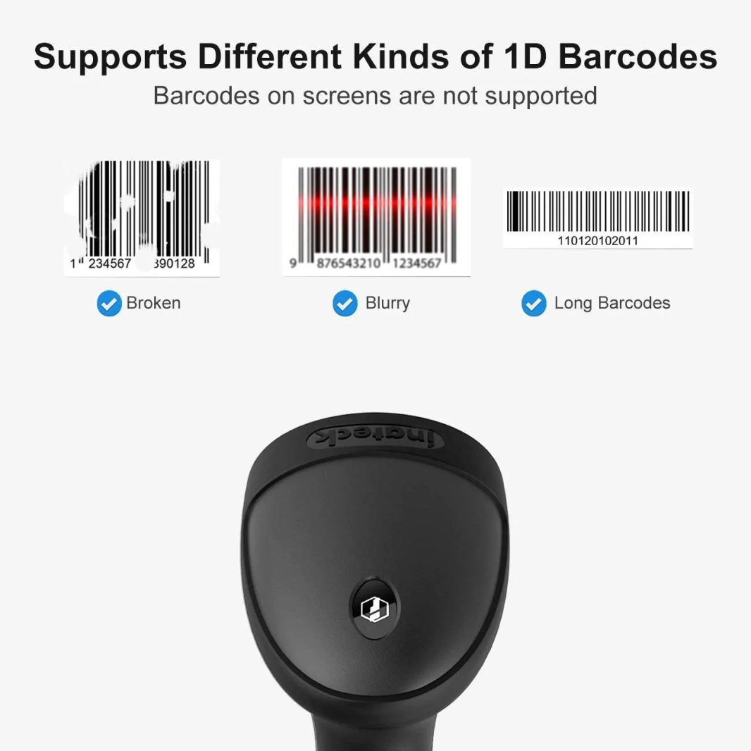 ماسح الباركود السلكي Inateck 1D USB مع حامل ذكي