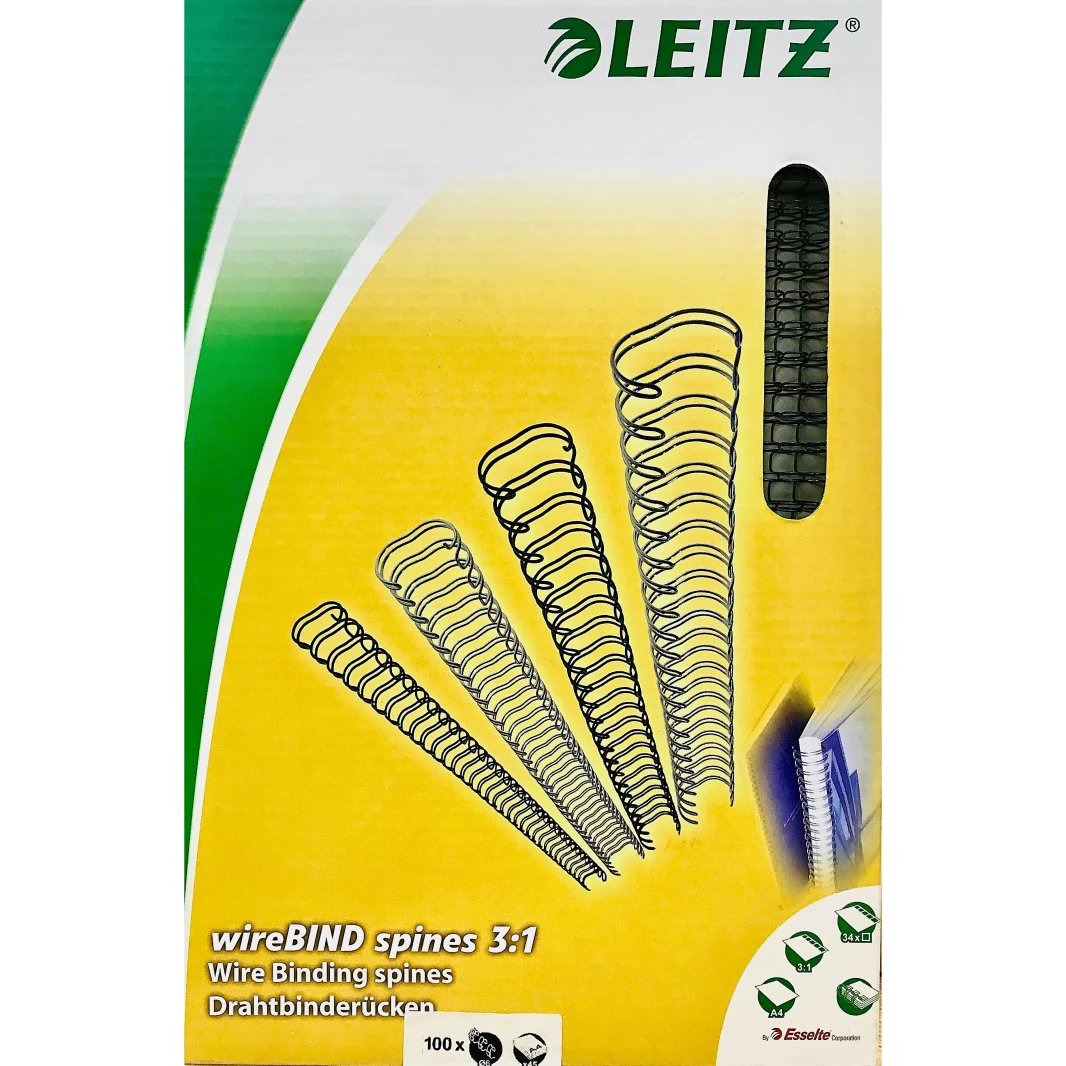 أحزمة سلكية من Leitz مقاس 8 مم، 3:1، أسود - صندوق 0f 100