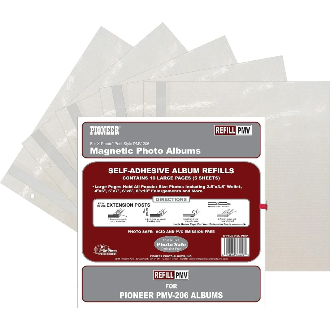 Pioneer Refill Pages for PMV-206 Large Magnetic Page X-Pando 30x31cm Photo Album - Pack of 5 Sheets