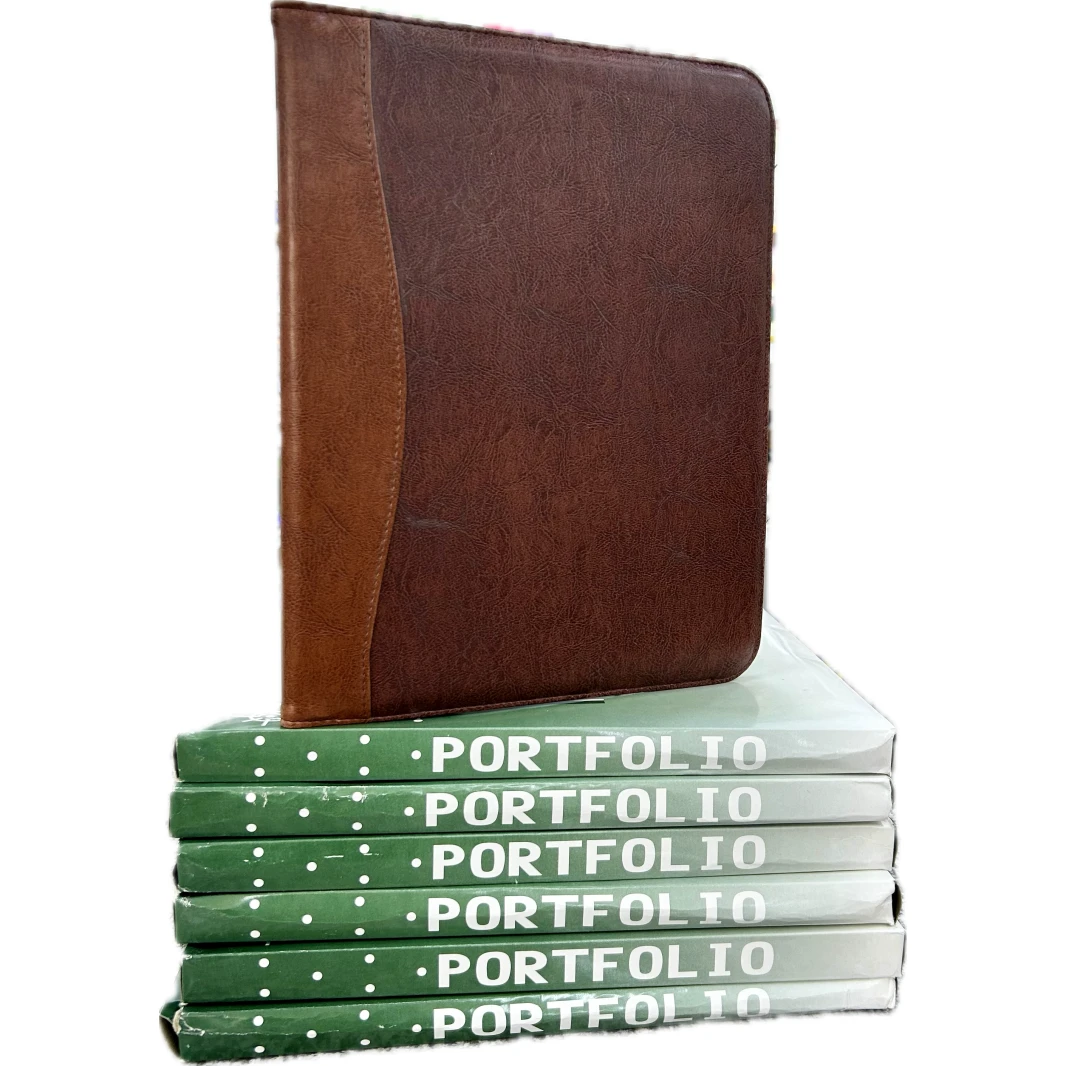 Value Pack Conference Business Portfolio Two Color Padded PVC A4 Brown - Bulk