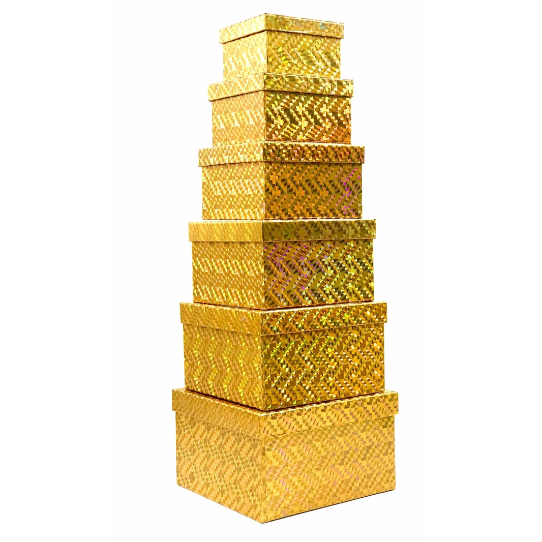 Eurowrap Holographic Gold Square Gift Box