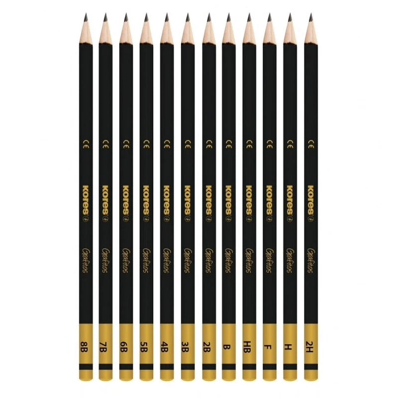 Kores Grafitos 8B-2H Graphite Pencils Set - Metal Box