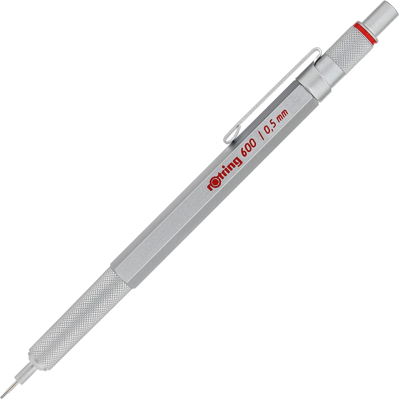 قلم رصاص ميكانيكي جديد من Rotring 600 بجسم معدني مقاس 0.5 مم - فضي