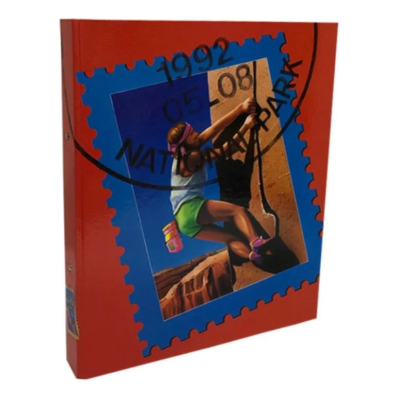 Vintage School Binders 2 Ring Laminated Heavy Duty Cardboard 32x26x4cm - World Stamps